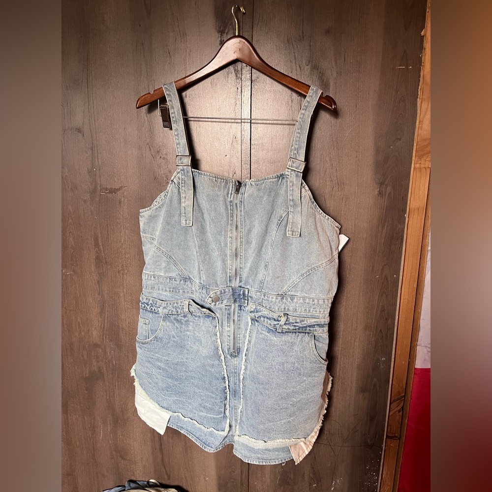 3XL denim romper nwt